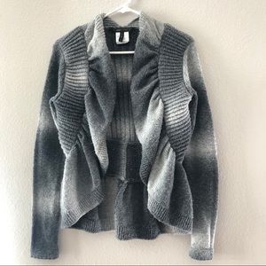 Gray BCBGMaxAzria ruffle cardigan